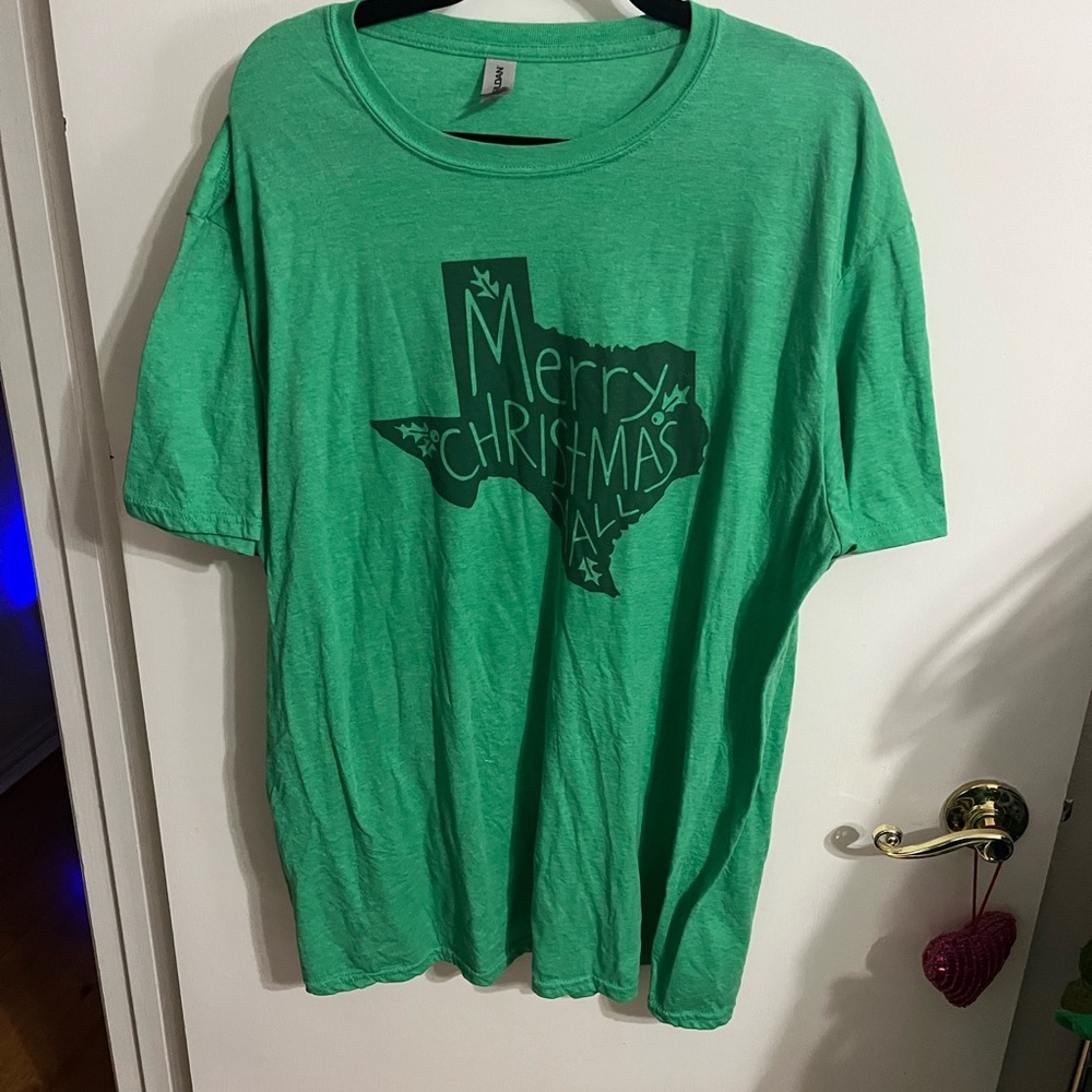 ❤️ 2XL Green Merry Christmas Y'all Graphic T-Shirt - Picture 3 of 9